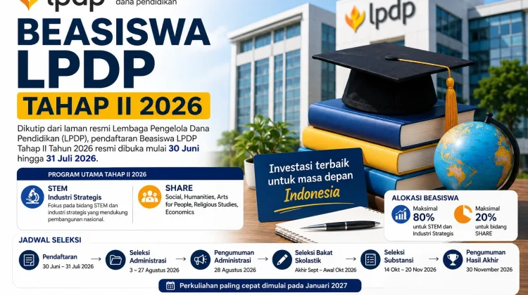 Beasiswa LPDP Tahap II 2026 Resmi Dibuka, Pendaftaran Berlangsung hingga 31 Juli