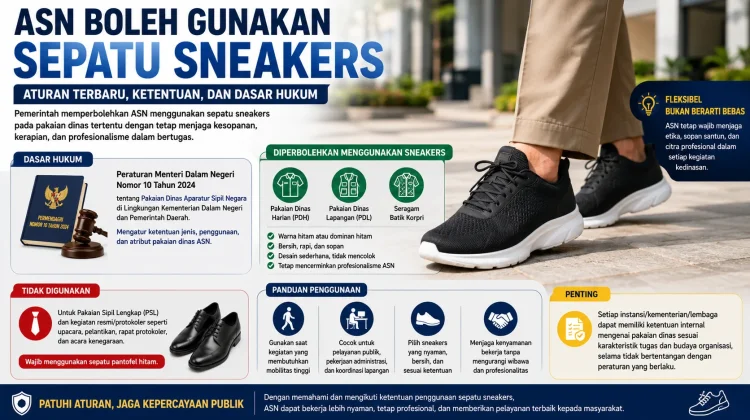 Pemerintah Perbolehkan ASN Menggunakan Sepatu Sneakers dalam Bertugas Resmi