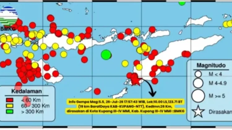 NTT Diguncang 145 Gempa Selama Periode 24-30 Juli