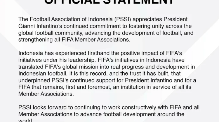 PSSI Dukung Gianni Infantino Pimpin FIFA