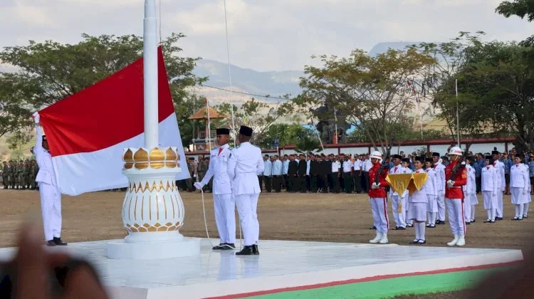 Keluarga Besar Polres Sumba Timur Hadiri Upacara HUT RI ke-81