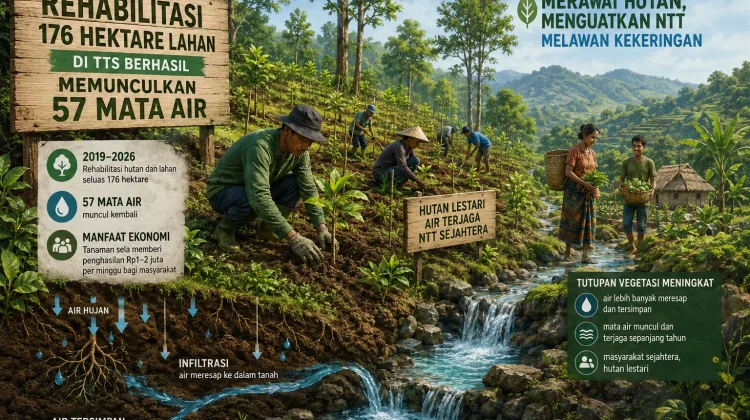 Rehabilitasi 176 Hektare Lahan di TTS Berhasil Memunculkan 57 Mata Air