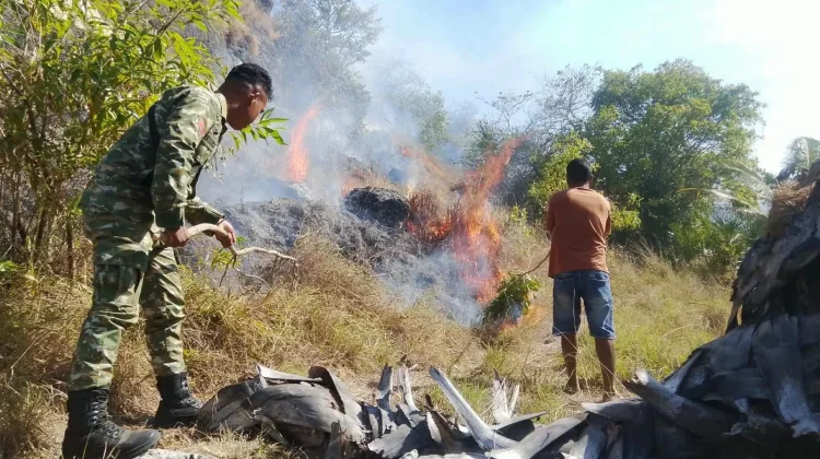 Babinsa Koramil 05 Waingapu Sigap Padamkan Karhutla Palakahembi