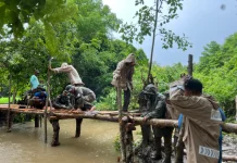 Brimob Bangun Jembatan Darurat, Pulihkan Akses Warga Temas
