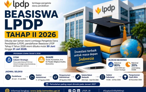 Beasiswa LPDP Tahap II 2026 Resmi Dibuka, Pendaftaran Berlangsung hingga 31 Juli