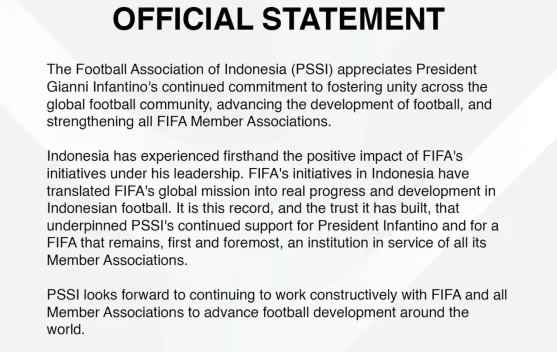 PSSI Dukung Gianni Infantino Pimpin FIFA