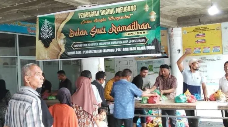 BUMG Lhok Mon Puteh Bagikan Daging dan Sembako