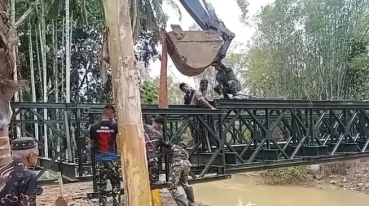 Pembangunan Jembatan Bailey Desa Kubu Capai 70 Persen