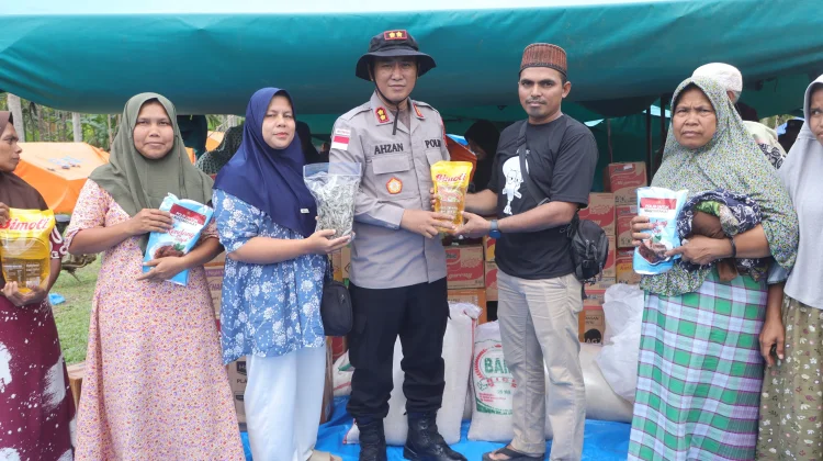 Kapolres Lhokseumawe Perkuat Kepedulian untuk Penyintas Banjir di Riseh Tunong