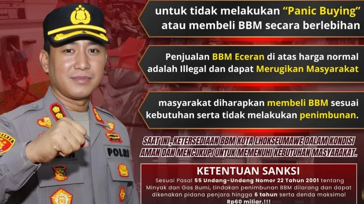 Polres Lhokseumawe Imbau Warga Tidak Panic Buying BBM