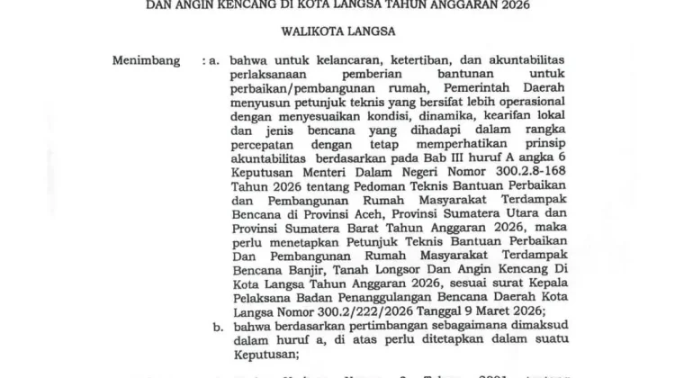 Pemko Langsa Akan Segera Lakukan Pembayaran Perbaikan Rumah Korban Bencana