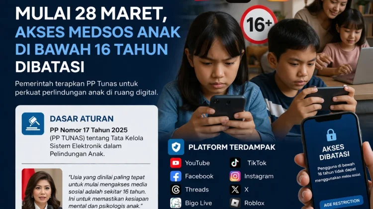 Mulai 28 Maret, Akses Medsos Anak di Bawah 16 Tahun Dibatasi