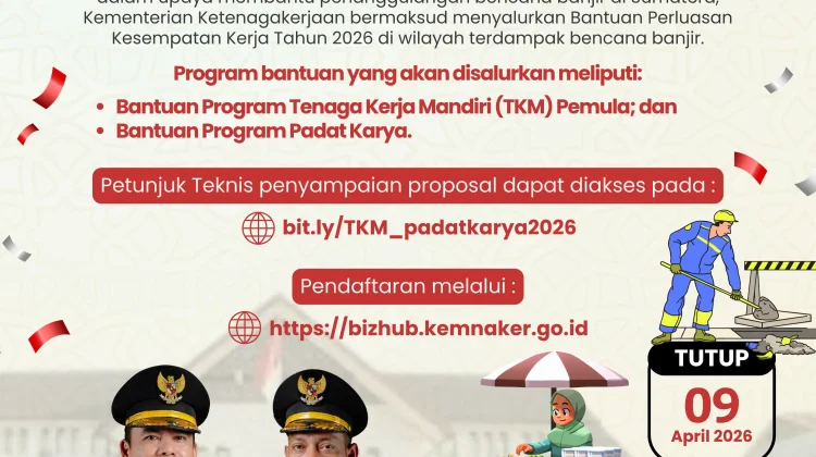 Program Padat Karya dan TKM 2026 Resmi Dibuka untuk Pemulihan Ekonomi