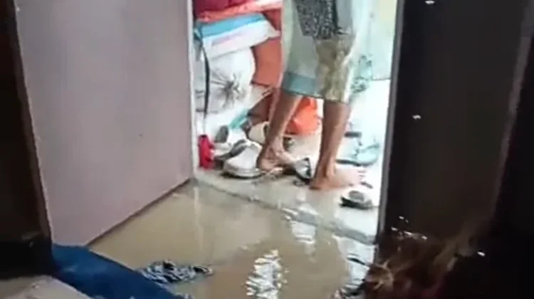 Huntara di Gampong Alue Krak Kaye Kecamatan Langkahan Terendam Air
