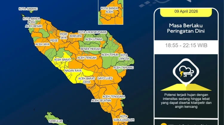 BMKG Update Peringatan Dini Cuaca Aceh, Hujan Lebat Berpotensi
