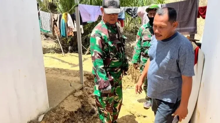 TNI Gerak Cepat Tinjau Huntara Tergenang Air di Langkahan