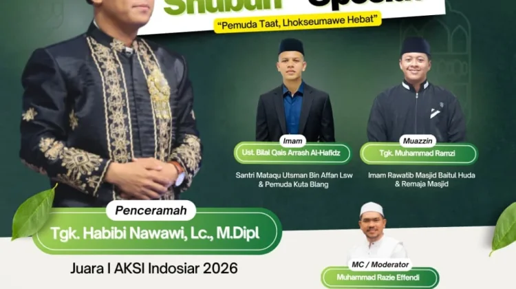 Tgk Habibi Nawawi Akan Mengisi Ceramah Subuh di Masjid Baitul Huda Lhokseumawe