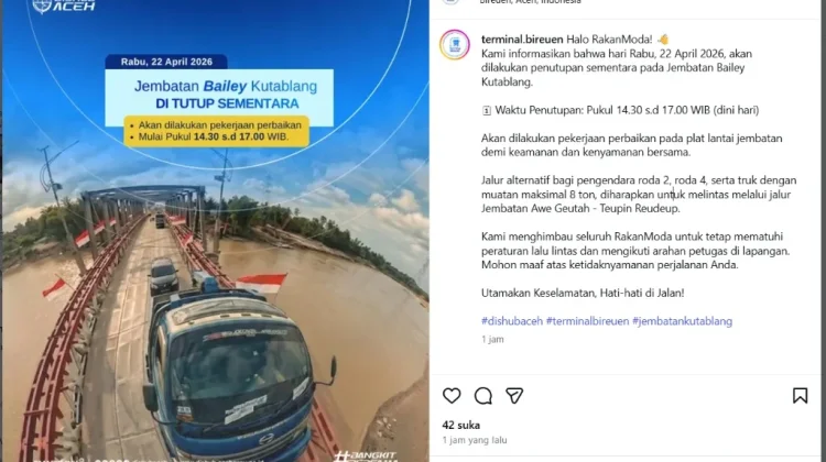 Jembatan Bailey Kutablang Ditutup Lagi untuk Perbaikan, Ini Jalur Alternatifnya