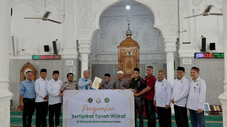 BPN, Kejari dan Kemenag Lhokseumawe Sertipikatkan Tanah Wakaf
