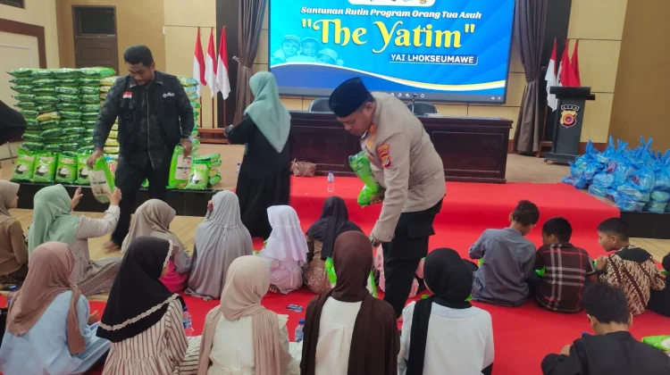Polres Lhokseumawe dan YAI Santuni 150 Anak Yatim