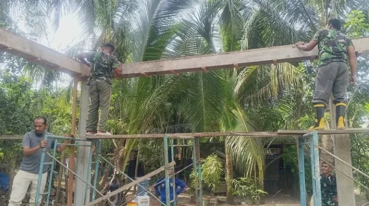 Danramil Dewantara Pimpin Pembangunan Balai Yayasan Miftahul Jannah