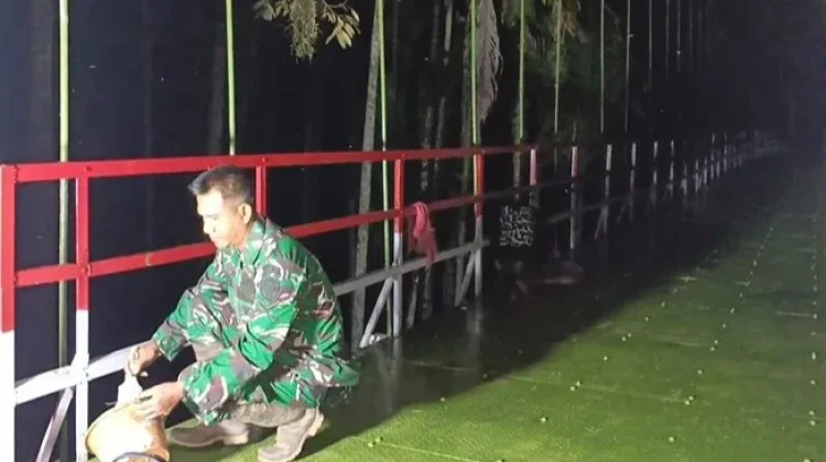 Jembatan Gantung Penghubung Dua Dusun si Sawang Tuntas Direhab