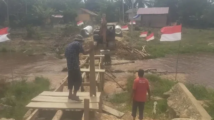 Kodim 0103/Aceh Utara Bangun Jembatan Aramco Tahap III di Tanah Jambo Aye