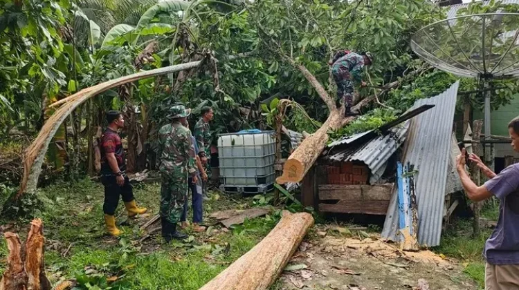 TNI Bantu Warga Terdampak Angin Kencang di Sejumlah Desa Kecamatan Cot Girek
