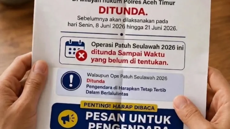 Operasi Patuh Seulawah 2026 di Aceh Timur Ditunda