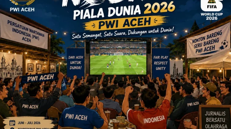 PWI Aceh Semarakkan Piala Dunia 2026, ‘Sulap’ Basement Kantor Jadi Tempat Nobar