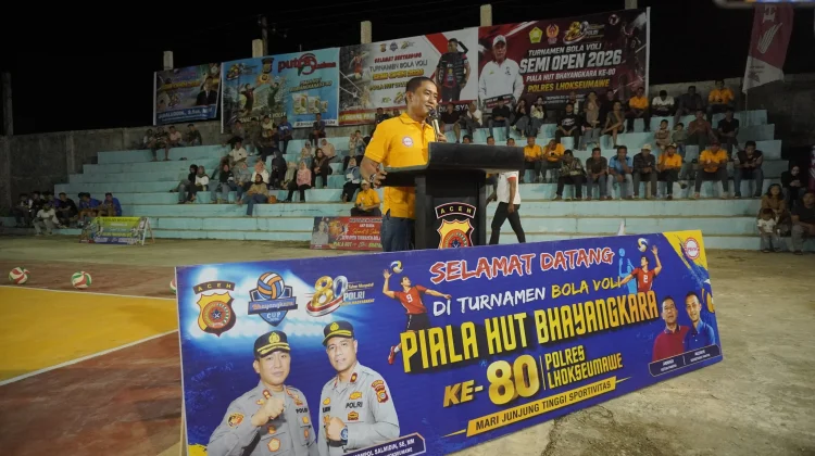 Kapolres Lhokseumawe Buka Turnamen Bola Voli HUT Bhayangkara ke-80