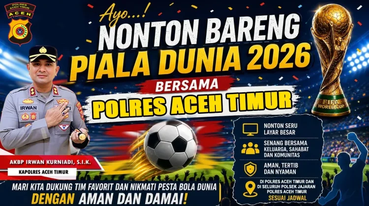 Polres Aceh Timur Gelar Nobar Piala Dunia 2026 Bersama Masyarakat,