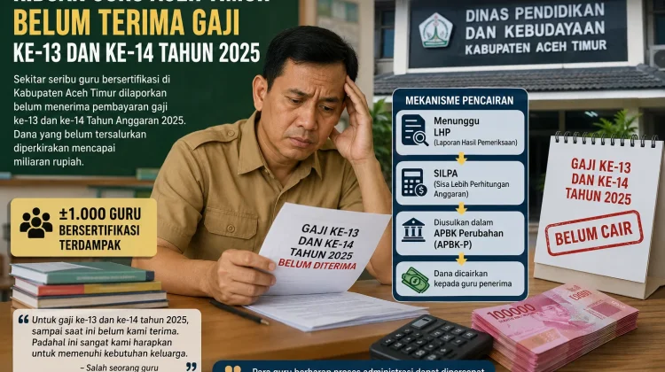 Ribuan Guru Aceh Timur Tertunda Gaji ke-13 dan 14 Anggaran 2025