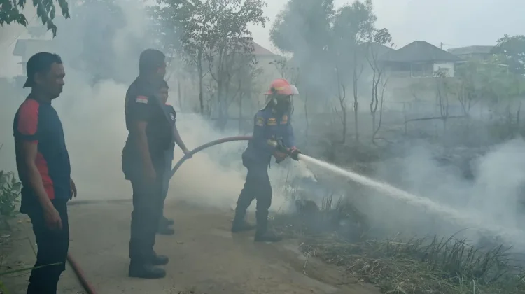 Kebakaran Lahan Nyaris Menjalar ke Rumah Warga Meunasah Mesjid