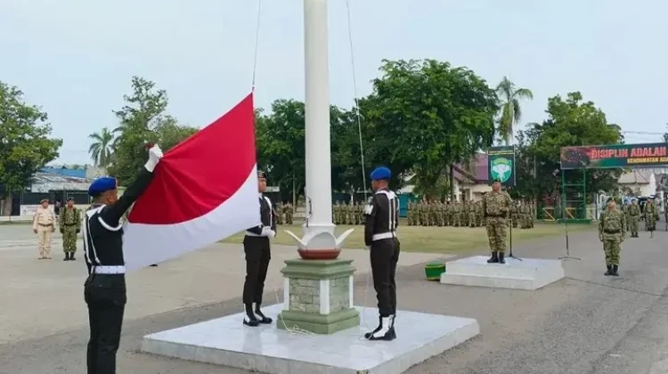Kodim 0103/Aceh Utara Laksanakan Upacara Bendera Gabungan