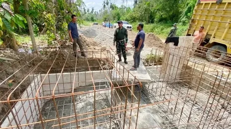 Komandan Kodim 0103 Tinjau Pembangunan Jembatan di Lubok Pusaka