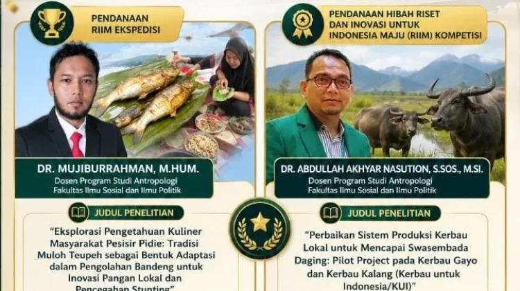 Dua Dosen Antropologi Unimal Raih Pendanaan Riset BRIN 2026