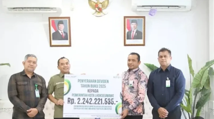 Bank Aceh Syariah Serahkan Dividen Rp2,24 Miliar kepada Pemko Lhokseumawe
