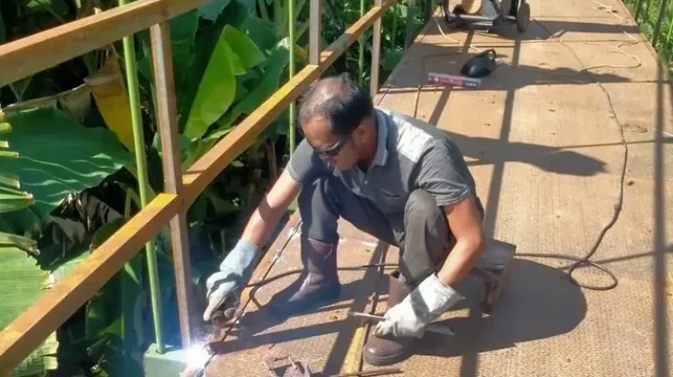 Rehap Jembatan Gantung Lhok Drien Masuki Tahap Finishing
