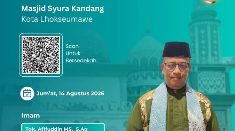 Tgk. Mahyiddin Ismail Dijadwalkan Jadi Khatib Salat Jumat di Masjid Syura Kandang