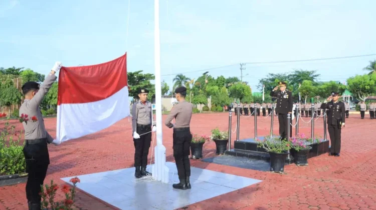 Polres Aceh Utara Gelar Upacara HUT ke-81 RI, Wakapolres Pimpin Pengibaran Bendera