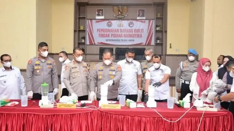Polres Langsa Musnahkan 3 Kilogram Sabu dan 13 Kilogram Ganja