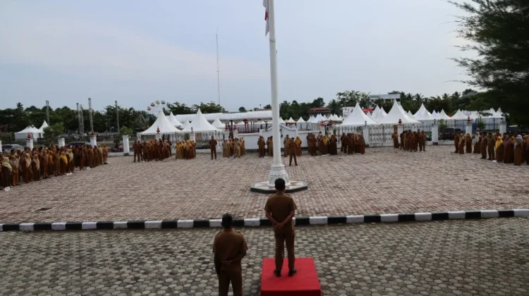 ASN Aceh Utara hening cipta saat apel untuk 3 ASN Korban Penembakan