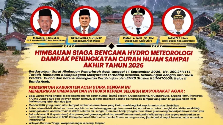 Pemkab Aceh Utara Imbau Warga Waspadai Bencana hingga Akhir Tahun