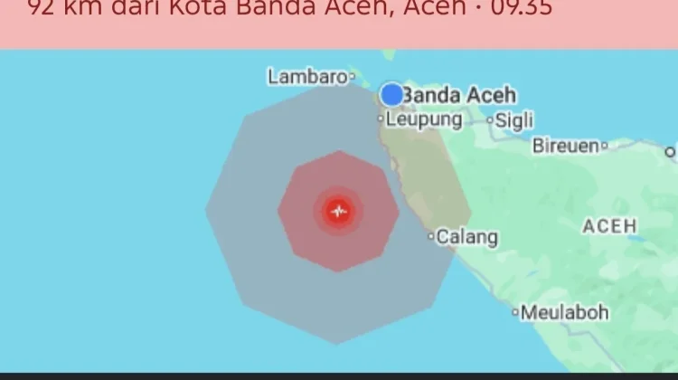 Gempa Magnitudo 4,6 Terdeteksi di Banda Aceh
