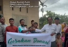 Penyintas Banjir Aceh Utara Bagi 100 Pajet Buka Puasa