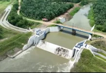 Uji Coba Pengaliran Air Bendung Krueng Pase Resmi Dimulai