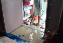 Huntara di Gampong Alue Krak Kaye Kecamatan Langkahan Terendam Air