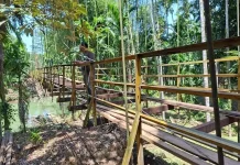 Perbaikan Jembatan Gantung Lhok Drien Sawang Terus Dipacu