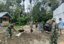 Pembangunan Koperasi Merah Putih Tanah Luas, TNI dan Warga Ngecor Lantai